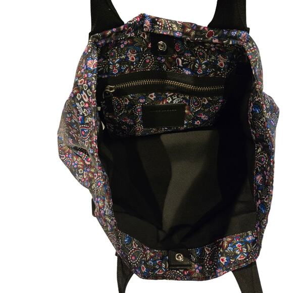 Marc Jacobs Garden Paisley Snap Top Lightweight Nylon Tote Bag Black Trim - Picture 4 of 10